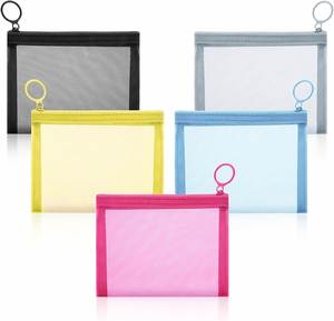 Bolsa de Almacenamiento de Maquillaje y Archivos, Mini, Colorida, con Diseño Visible, Organizador de Dinero y Boletos, Bolsa de Malla con Cierre y Cordón - Product Image 1