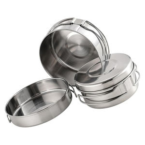Портативный походный пикник из нержавеющей стали, металлические обеденные тарелки, чаши, сковородки, кастрюли, набор посуды - Product Image 2