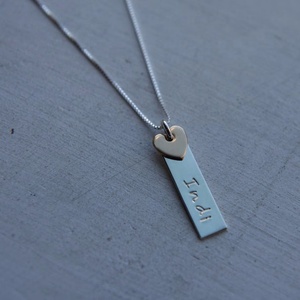 MECYLIFE-Collar personalizado de plata con abalorio de corazón, joyería estampada a mano, regalo personalizado de metal mixto - Product Image 1