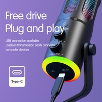 Microfono a Condensatore Elettrico Enping Cardioide da Tavolo con Luce RGB Atmosferica, Cablato per Computer, Giochi, Registrazioni Live, Cavo XLR per Karaoke