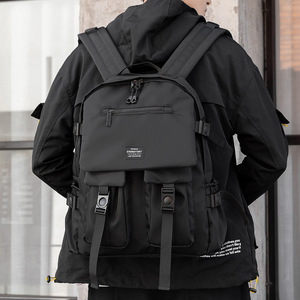 Final Start Men's <b>Backpack</b> <b>Large</b> Capacity 15 Inch Laptop Bag Solid Color Black For Student Travel - Product Image 2