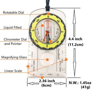 Vente chaude de haute qualité carte plaque de base <span class=keywords><strong>boussole</strong></span> avec déclinaison réglable clinomètre loupe pour randonnée randonnée Camp - Product Image 3