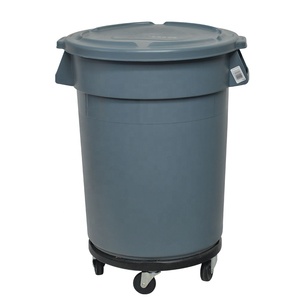 Contenedor de <span class=keywords><strong>Basura</strong></span> Redondo con Tapa Abatible de Polipropileno <span class=keywords><strong>Gris</strong></span> de 120L, <span class=keywords><strong>Cubo</strong></span> de <span class=keywords><strong>Basura</strong></span> con Ruedas para Reciclaje - Product Image 1
