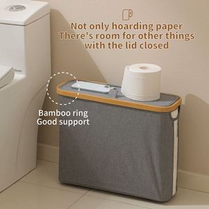 Organizador de Ropa con Logotipo Personalizado, Contenedor, Cesta de Almacenamiento de Papel Higiénico, Cesta de Bambú para Papel Higiénico con Tapa - Product Image 2