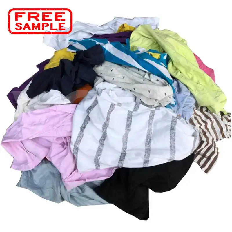 Gebrauchte Stoff abfälle Baumwoll reinigungs tücher Farbige 100% Baumwolle T-Shirt Marine Reinigung Wischt ücher