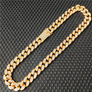 Cadena de eslabones cubanos de 20mm con diamantes de imitación, collar de plata y oro cubano, joyería de hip hop barata - Product Image 2