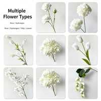Fleur artificielle à tige unique de la série blanche pour la décoration de salle de mariage, vitrine, maison, arrangement floral DIY, fleur de simulation