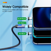 Cable Magnético 3 en 1 Tipo C al por Mayor, Cables para Teléfonos Móviles, Cable Magnético USB 2.4A para Carga
