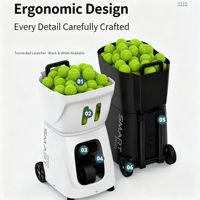 Lanceur de balles de tennis portable, machine d'entraînement automatique pour le service de tennis, bac à balles pouvant contenir plus de 100 balles, couleur noir et blanc