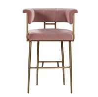Tabouret de Bar en laiton doré et velours, meubles de cuisine, Style Antique et Unique, tapisserie