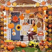 Guirlande d'automne suspendue en spirale avec feuilles d'érable et citrouilles - Décoration élégante et durable pour Thanksgiving, la maison, les fêtes, la salle de classe, le bureau et l'intérieur