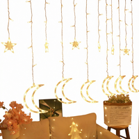 Guirlande lumineuse de Noël pour fenêtre, rideau LED, étoiles, lune, lumières décoratives, mariage, fête, blanc chaud à intensité variable, IP44