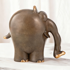 Estatuilla de <span class=keywords><strong>elefante</strong></span> de bronce para decoración del hogar, escultura de arte Animal chapada en pulido para Navidad, sala de estar, jardín, jardín - Product Image 2
