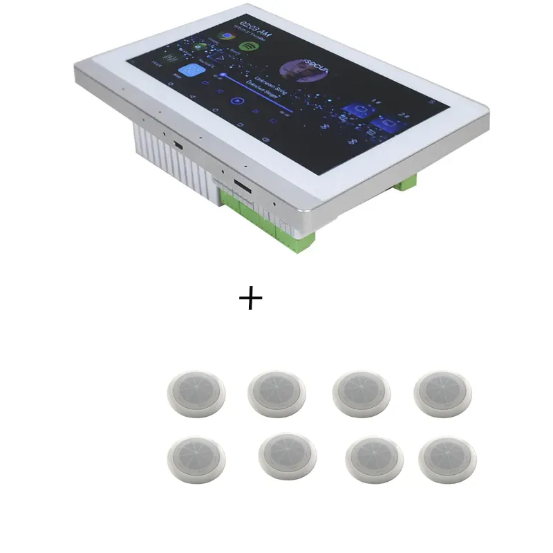 WF-188 7 "Touchscreen Android 8ch Bluetooth Wifi Mini Smart Home Audio Theater Versterkers + 8 Plafond Luidsprekerset