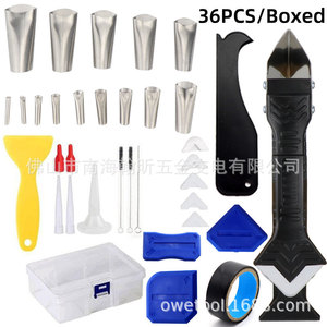 Kit d'outils pour joints de carrelage, 36 pièces, avec embouts de buse et grattoir pour l'étanchéité et la finition des bords de carrelage - Product Image 1