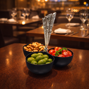 Bol à noix 3 compartiments avec poignée argentée pour hôtel de luxe, bol de service antique à prix de gros - Product Image 5