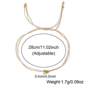 मीठे छोटे प्यार दिल ब्रेसलेट बोहेमियन एडजस्टेबल स्ट्रिंग रस्सी - Product Image 4