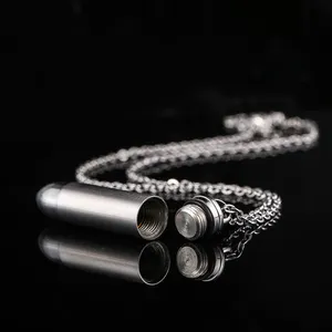 Tùy chỉnh đồ trang sức vòng cổ nhỏ Bullet đồ trang sức thời trang 316L thép không gỉ mặt dây urn dây chuyền cho tro