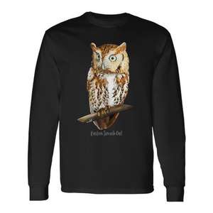 Eastern Screech Owl Graphic Long Sleeve T-<b>Shirt</b> Wildlife <b>Bird</b> Watching <b>Shirt</b> - Product Image 1