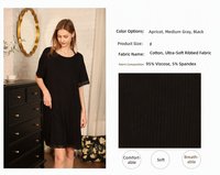Vente en gros Marque privée Robe de nuit pour femme en maille côtelée élégante avec empiècements en dentelle, dos nu et manches mi-longues, pour la chambre et les vêtements d'intérieur