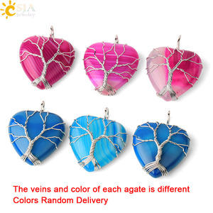 CSJA nuovo albero della vita filo avvolto in cristallo amore cuore ametista <span class=keywords><strong>rosa</strong></span> <span class=keywords><strong>quarzo</strong></span> ciondolo <span class=keywords><strong>collana</strong></span> F053 - Product Image 6