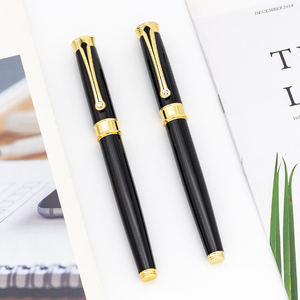 Lussuosa penna oro nero lucido azienda regalo penna a rullo con diamante sulla Clip personalizzabile colore logo metallo penna stilografica - Product Image 2