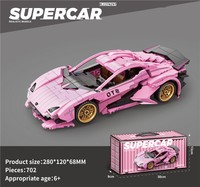 Set de Bloques de Construcción de Coche de Construcción Educativo DIY a Escala 1:18 con Función de Retroceso, Paquete en Contenedor, Modelo para Niños
