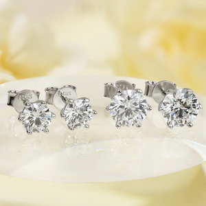Fine Jewelry Igi Certified 5mm 6.5mm VVS1 D Color Lab Grown Diamond Flat <b>Back</b> Stud <b>Earrings</b> Women Men Real 925 Sterling Silver - Product Image 1