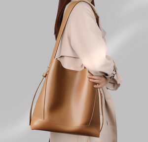 Genuine Leather Bucket <b>Bag</b> Women <b>Crossbody</b> Handbag <b>Large</b> Capacity Zipper Tote for Work Travel Daily Use - Product Image 5