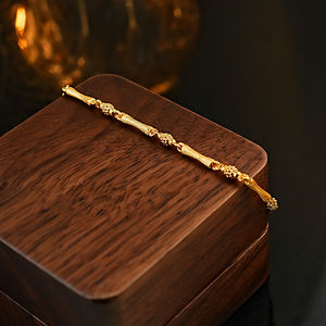 <span class=keywords><strong>Noeud</strong></span> en bambou de style ancien moyen bracelet plaqué or en argent 925 avec <span class=keywords><strong>dessin</strong></span> de fil en métal, nouveau style rétro chinois, simple et niche - Product Image 3