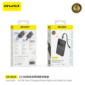 แบตสำรอง <span class=keywords><strong>Awei</strong></span> 3C Certified น้ำหนักเบา แบบ Li-Polymer ช่องเสียบ Type-C กำลังไฟ 22.5W ความจุขนาดใหญ่พิเศษ พร้อมหน้าจอ LED พก<span class=keywords><strong>พา</strong></span>สะดวก - Product Image 5