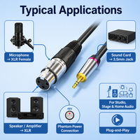 Câble audio équilibré TRS 3,5 mm vers XLR femelle, cordon d'alimentation fantôme pour carte son-microphone, longueur personnalisable