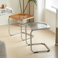 Nordischer Moderner Ausziehbarer Beistelltisch aus Kunststoff für Wohnzimmer, Acryl-Kaffee- und Teetisch, Niedriger Schuhständer, Möbelset für Zuhause und Esszimmer