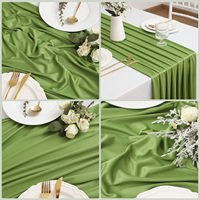 Chemin de table en soie de lait vert sauge à faible MOQ, imprimé sur mesure, couleur unie, pour événements extérieurs et banquets