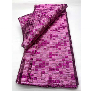 Nueva Tela <span class=keywords><strong>de</strong></span> Encaje Jacquard Brocado <span class=keywords><strong>de</strong></span> Alta Calidad en Oferta, 5 Yardas, Poliéster/Algodón Ecológico, Vestido <span class=keywords><strong>de</strong></span> <span class=keywords><strong>Fiesta</strong></span> Nigeriano para Mujer - Product Image 3