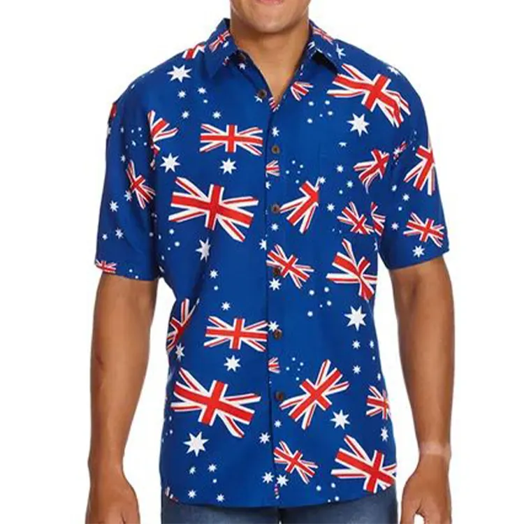 Aangepast Patroon Vakantie 100% Katoenen Casual Hawaiiaans Shirt Plus Size Ademende Strandkleding Shirts