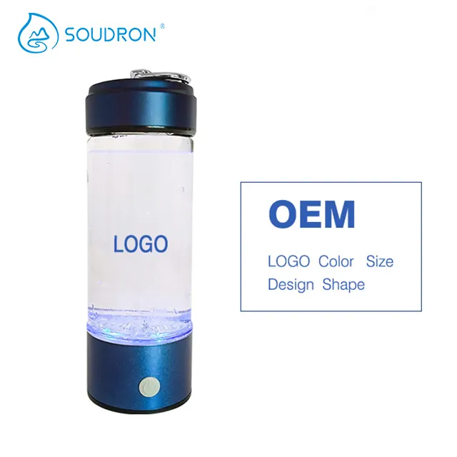 Garrafa de vidro portátil para gerador de água ionizada, garrafa de água de hidrogênio antioxidante anti-idade de 420ml