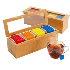 Caja de Almacenamiento de Bolsitas de Té de Madera, Rectangular, con Tapa Abatible, Organizador de Café y Té, Organizador de Escritorio - Product Image 1