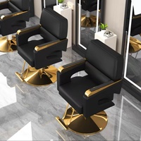 Fauteuil de salon de coiffure haut de gamme, pivotant et relevable, en acier inoxydable, siège de barbier en métal noir pour hommes