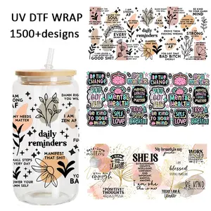 Factory Custom Wholesale Uvdtf Cup Wraps Transfers 16oz High Quality Stickers Uv Dtf Cup Wraps Ready To Ship For Cups