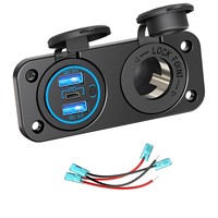 Adaptateur chargeur USB 12V - 24V QC3.0 & PD 3.0 + prise allume-cigare 12V à monter sur panneau pour camping-car, voiture, bateau, caravane