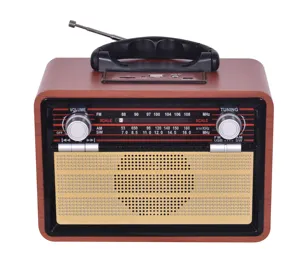 Retro Wooden Radio with 3w Band Built-in Speaker Rechargeable Speaker