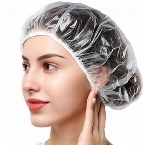 Bonnet de douche jetable transparent en PE pour adulte, réglable, épaissi, imperméable, élastique, écologique, pour spa et soins capillaires - Product Image 1
