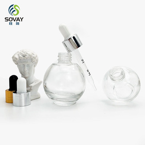 Venta Caliente de Botellas de Vidrio Transparente Ecológicas con Gotero de 10 ml, 20 ml y 50 ml, Forma Esférica Vacía para Aceite Esencial/Perfume/Cuidado de la Piel - Product Image 2