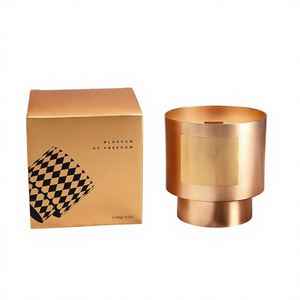 Bougie parfumée de luxe en pot métallique, cylindre or rose, bougie artistique à mèche unique, arôme floral, décoration d'intérieur - Product Image 1