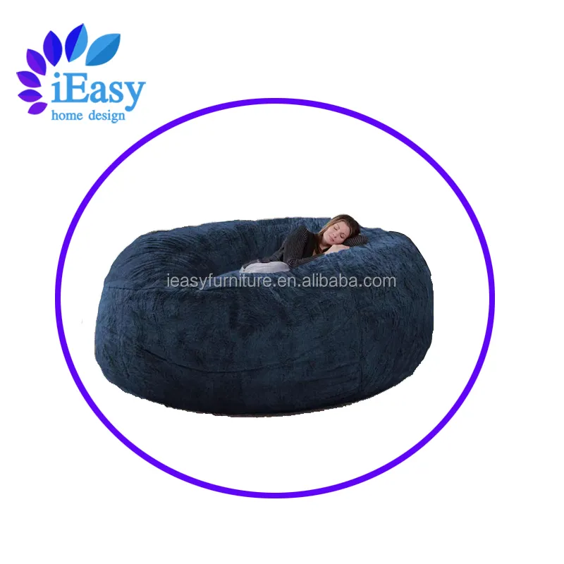 IEasy Diskon Besar Ekstra Besar Kacang Bulat Tas Cinta Sofa Tempat Tidur 7 Kaki Kursi Ruang Tamu Bulu Palsu Raksasa Sofa Cum Bed Bean Bag Kursi