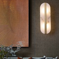 Applique murale décorative moderne en métal doré à LED pour chambre à coucher, hôtel, décoration intérieure, lampe murale en marbre naturel.