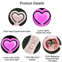 Varita Luminosa Giratoria con Forma de Corazón de Neón Intermitente de 8.6 Pulgadas, Barra de Luz LED Rosa Portátil de Plástico para Conciertos, Fiestas, Día de San Valentín, Juguete ASTM F963