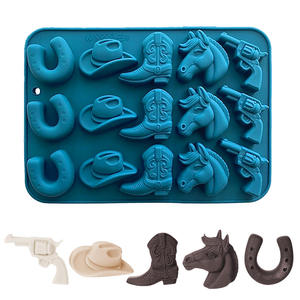 HY Moule à chocolat Cowboy 15 cavités Chapeau de Cowboy Bottes et <span class=keywords><strong>Cheval</strong></span> Western Cowboy <span class=keywords><strong>Thème</strong></span> Moule pour la cuisson - Product Image 2