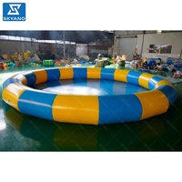 Runder Aufblasbarer Schwimmpool Großer Wasserpool Wasserdichter PVC Aufblasbarer Kinder- und Familienpool für Hinterhof Garten Wasserpark